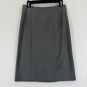 Theory‎ Womens Gray Green Pinstripe Wool Blend Pencil Skirt Career Size 4
